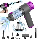 QQLIKE Handstaubsauger, 15000Pa Akku Handstaubsauger Kabellos, Autostaubsauger mit Waschbar HEPA-Filter, Aufladbar Tragbar Leicht Mini Staubsauger, für den Auto, Küche, Tierhaare Violet