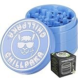 CHILLPAKA® Premium Keramik Grinder Crusher | ø63mm groß Blau | messerscharfe Kräutermühle mit haftfreier Keramikbeschichtung | inkl. Pollenschaber + Pinsel
