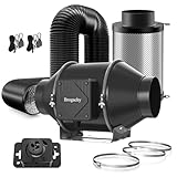 Brogachy Abluftset 100mm Rohrventilator 363m³/h,Dreiphasiger EC-Motor Lüftungsset mit Drehzahlsteller Aktivkohlefilter Schlauch Abluft Lüfter Growbox Belüftungssystem für Growbox Gewächshaus.