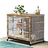 Rustikale, robuste Hundebox-Möbel – Dekoratives Haustierhaus und Beistelltisch für mittelgroße Hunde und Welpen – Moderner Hundekäfig und Beistelltisch im Landhausstil für den Innenbereich –
