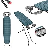 KADAX Bügelbrett, Bügeltisch mit rutschfesten Füßen, Robustes Dampfbügelbrett mit Bügeleisenablage, Tischbügelbrett mit Verstellbarer Höhe (Grün)