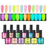 Mimoqk Fluoreszierender Gel-Nagellack, fluoreszierendes Nagellack-Set – für Studenten in Schönheit, Reisen, Festivals und Nagelpflege