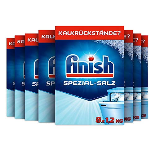 Finish Spezial-Salz – Spülmaschinensalz zum Schutz vor Kalkablagerungen und Wasserflecken – Multipack mit 8 x 1,2 kg