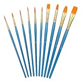 Amazon Basics Künstlerpinsel im Set, 10Stück verschiedene Größen für Künstler, Erwachsene und Kinder, Blau, 1 Packung