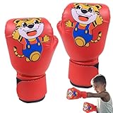 Boxhandschuhe Für Jungen - Boxhandschuhe Für Kinder | Atmungsaktiver Jungen Handschuh Aus PU-Leder Cartoon-Muster, Trainingshandschuhe Für Boxsack, Boxballpolster