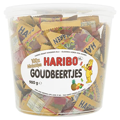 Haribo Goldbären 100 Minibeutel, 1er Pack (1 x 1000g Dose)