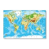 Postereck - 0848 - Hochwertige Weltkarte | Weltkarte Wand mit Hauptstädten der Länder | Unterricht Klassenzimmer Schule World Map Wall | Landkarte Welt XXL | Poster - DIN A4-21,0 cm x 29,7 cm
