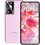 CUBOT A10 Smartphone Ohne Vertrag, 12(4+8) GB+128GB/1TB, Android 14 Handy Günstig, 6.56 Zoll HD+/90Hz Bildschirm, 48MP+16MP Kamera, 5100mAh, Dual SIM 4G Simlockfreie Handys, Face ID/GPS/OTG (Violett)