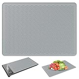 Herdabdeckplatte 71x51 cm, Hitzebeständige Silikon Matte, Wasserdichte Herdabdeckung für Induktionskochfeld & Ceranfeld, Feuerfeste Unterlage (Grau, 70 x 50cm)