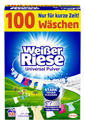 Weißer Riese Universal Pulver umweltfreundliches Waschmittel mit sommerlichem Duft, 1er Pack Großpackung Waschpulver (1 x 100 Waschladungen)