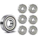 6 Stück 608 ZZ Kugellager, 8mm x 22mm x 7mm, Metall Double Shielded Miniatur Rillenkugellager für Skateboard, Roller, Inline Skates, Geeignet für ABEC-Lager