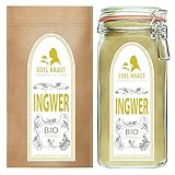 INGWERPULVER BIO XXL Set - 500g im Premium Glas & 500g Nachfülltüte | EDEL KRAUT - INGWER PULVER Bio - 100% reine Bio Ingwer gemahlen Ginger - Powder Organic - PREMIUM BIO Ingwerpulver