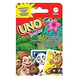 Mattel Games Uno Junior, Uno Kartenspiel, vereinfachte Version mit Zootieren und 3 Schwierigkeitsstufen, Kinderspiel, Geschenk für Kinder, ab 3 Jahre, GKF04