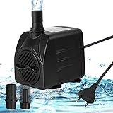 flintronic Mini Wasserpumpen(600L/H, 10W), Ultra Leise Aquarium Pumpe mit Hohem Hub, Aquarium Pumpe Klein, Brunnenpumpe mit 1,4 m Netzkabel, 2 Düsen für Aquarien, Teich, Brunnen, Statuen, Hydrokultur