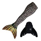 Sun Tails Meerjungfrauenschwanz zum Schwimmen für Mädchen, Kinder und Erwachsene mit Monoflosse, Sea Monster - Schwarze Monoflosse, JM - Adult Medium 8-10
