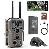 GardePro E8 2.0 Pro Wildkamera Doppelantenne WLAN mit 64GB SD Karte, 64MP H.264 4K Video Wiederaufladbare 7800mAh Akku, Mobilfunkübertragung, 30m Nachtsicht Bewegungsmelder 0,1s Trigge, IP66