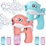 Seifenblasen-Pistole, 2 Stück Seifenblasenmaschine für Kinder, Bubble Maschine, Seifenblasenpistole mit Seifenblasenlösung, Seifenblasen Pistole Für Kinder Outdoor Party, Sommerparty