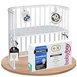 babybay Original Beistellbett aus massivem Buchenholz / kompakt & verwandelbar / Kinderbett Höhe stufenlos verstellbar & umweltfreundlich / mitwachsendes Babybett (weiß lackiert)
