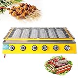 Tragbarer Tisch-Gasgrill, 6-Brenner-Propan-Grillplatte, Gasherd-Kochgrill, Außengrill mit Fettauffangbehälter, Tischbrenner für Innen-/Außen-Rucksack-Picknick-BBQ-Camping-Picknicks, Silber (