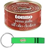 60x Sardanelli Thunfisch Tonno Pinna Gialla all'Olio di Oliva,Thunfisch in Olivenöl,80g Dose + Beni Culinari Kostenloser Schlüsselanhänger