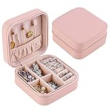 Schmuckkästchen Reise, Kleine Schmuckschatulle für Mädchen，Schmuck-Reiseetui mit Spiegel Schmuckaufbewahrung tragbar, Jewelry Organizer für Ringe, Armbänder, Ohrringe, Halskette, Geschenk