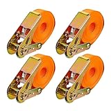 Relaxdays Spanngurte mit Ratsche, 4er Set, 5 m, 500 kg, Ladungssicherung Auto, Anhänger, reißfeste Zurrgurte, orange