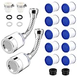 2 Stück Wasserfilter Für Wasserhahn,360° Wasserhahn Filter, Wasserfilter Wasserhahn Mit 10 Stück Filterelementen,Geeignet Für Küche, Spüle, Home Badezimmer