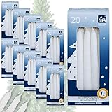 Gies Kerzen Set | 200 Stück selbstlöschende Baumkerzen | 12,4 cm x 1,2 cm Weiß | Handgetauchte Qualität