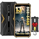 Ulefone Armor X12 Pro Outdoor Handy Android 13 8GB + 64GB/256GB SD, Octa Core Smartphone ohne vertrag, 4860mAh 13MP+8MP 5,45'' HD+ IP68/69K Wasserdicht Stoßfeste 4G Dual SIM Face ID NFC GPS - Orange