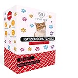 FinoPet Katzennetz 12x3 Meter für Balkon transparent inklusive Befestigungsmaterial, Katzenschutznetz Katzengitter Schutznetz Sicherheitsnetz Balkonnetz für Katzen, Katzennetz für Balkon ohne Bohren