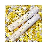 PrimePure Konfettikanonen - Poppers mit Goldenen Sternen - 2er Pack - Konfetti Kanone Perfekt für Hochzeiten, Partys, Geburtstage und Festliche Veranstaltungen