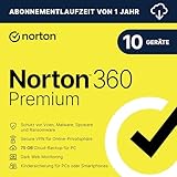 Norton 360 Premium 2024 | 10 Geräte | Antivirus | Secure VPN | Passwort-Manager | 1-Jahres-Abonnement | PC/Mac/Android/iOS | Aktivierungscode per Email