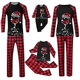 NAFING Weihnachtspyjama Familie Set Weihnachten Pyjama Schlafanzug Partner Damen Herren Kinder Nachtwäsche Jungen Mädchen Rundhals Hausanzug Matching Pyjamas Sleepwear A17