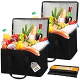 Zouway 2 Stück 15L Kühltasche Klein, Kühltasche Faltbar, Wiederverwendbare Thermotasche, Isoliertasche, Picknicktasche, Einkaufstasche für Strand/Picknick/Camping/BBQ/Outdoor/Reisen