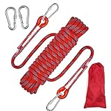 Kletterseil Sicherheitsseil 10m, Outdoor Kletterseil 8mm, Statisches Sicherheits Kletterseil, Klettern Sicherheitsseil, Nylon im Freien Rettungsseil Hochfestes Seil mit Karabiner für Campin Wandern