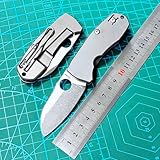 Klappmesser 6' Taschenmesser Klein aus Titan & Keramiklager, Stahl outdoor messer survival, Praktische edc Jagdmesser mini scharfes einhandmesser, Titanlegierung pocket folding neck knife hals messer