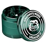 Granny‘s Premium Aluminium Grinder | messerscharfes Mahlwerk | ∅ 5,5 cm | 4-teilig | inkl. Pollenschieber | Kräutermühle in Gras Grün u. weiteren edlen Designs