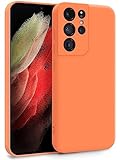 MyGadget Silikon Hülle kompatibel mit Samsung Galaxy S21 Ultra - Zweilagige Handyhülle mit Kameraschutz - Cover mit Innenfutter & Silikon außen - Orange