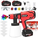 Akku Farbsprühsystem für Makita Akku 21V,mit 2x4000mAh Akku, 1000 ml Behälter, mit 4 Düsen (1/1.8/2.5/3mm), Bürstenlosen Motor, kabellose Farbsprühpistole für Wänden, Möbel, Lackfarbe