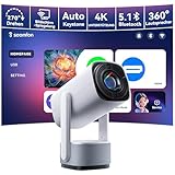 Mini Beamer 4K Unterstützt - SOOMFON Smart Mini Projektor Klein mit WiFi und Bluetooth Full HD 720P Video Beamer 260 ANSI Lumen, Auto Trapezkorrektur, 150-Zoll Bild 270° Drehbarer Tragbarer Projektor