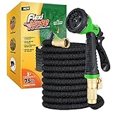 Schlauch Flexibel - Ausziehbare Garten Schlauch Flex Rohr-8 Funktion Spritzpistole-Extra Stärke & Fest Messing Armaturen Flexibler Wasserschlauch Garden Hose (Schwarz - 23 Meter)