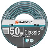 Gardena Classic Schlauch 13 mm (1/2 Zoll), 50 m ohne systemteile: Universeller Gartenschlauch aus robustem Kreuzgewebe, 22 bar Berstdruck, druck- und UV-beständig (18010-20), grau/blau