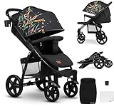 LIONELO Annet Plus Buggy bis 22 kg mit Liegefunktion, Kinderwagen klein zusammenklappbar mit Zubehör, Eva-Schaum-Räder, Moskitonetz, Fußdecke Getränkehalter, Korb