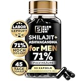 Hochdosierter Shilajit & Ashwagandha Komplex für Männer - 90 Kapseln - Natürliche Unterstützung für Energie, Ausdauer und Vitalität - 1000mg pro Tag, 71% Fulvinsäure - Laborgetestet