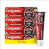 Colgate Zahnpasta Max White Charcoal 4x75ml - Zahncreme mit Aktivkohle, entfernt bis zu 100% der oberflächlichen Verfärbungen