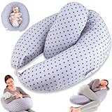 Chilling Home 2-in-1 Stillkissen XXL Schwangerschaftskissen Seitenschläferkissen für Baby,Pregnancy Pillow mit Innenkissen & Baumwoll Stillkissenbezug,Kissen Schwangerschaft Stillkissen(Blau)