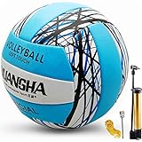 Senston Volleyball Größe 5, PU-Leder Weicher Volleyballball, Offizieller blau Volleyball für Kinder und Jugendliche