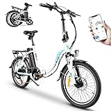 KAISDA E-Bike Klapprad 20 Zoll Elektrofahrrad Mit 250W Motor 36V 13Ah Abnehmbarem Li-ion Akku Bis 100km Distanz,7-Gang,Pedelec E-Citybike E-Fahrrad Für Erwachsene,Weiß