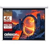 100' Zoll Motor-Leinwand celexon Basic 4:3 | 200x150 cm weiß | 4K Full HD 3D | elektrische Beamer-Leinwand für Büro-Präsentationen oder Ihr Heimkino | zur Decken- und Wand-Montage | wählbare Größen