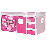 IDIMEX Vorhang Gardine Bettvorhang Prinzessin zu Hochbett Rutschbett Spielbett in pink/rosa Schloss